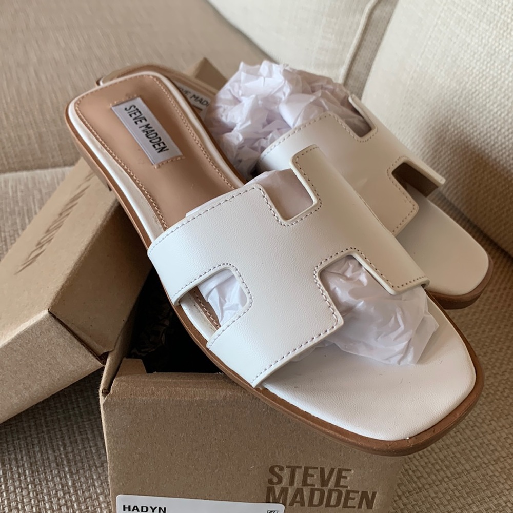 Steve Madden Hadyn White Slides/Sandals NWT, Size 9